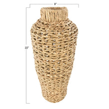 Load image into Gallery viewer, Hand-Woven Water Hyacinth and Rattan Floor Vase
