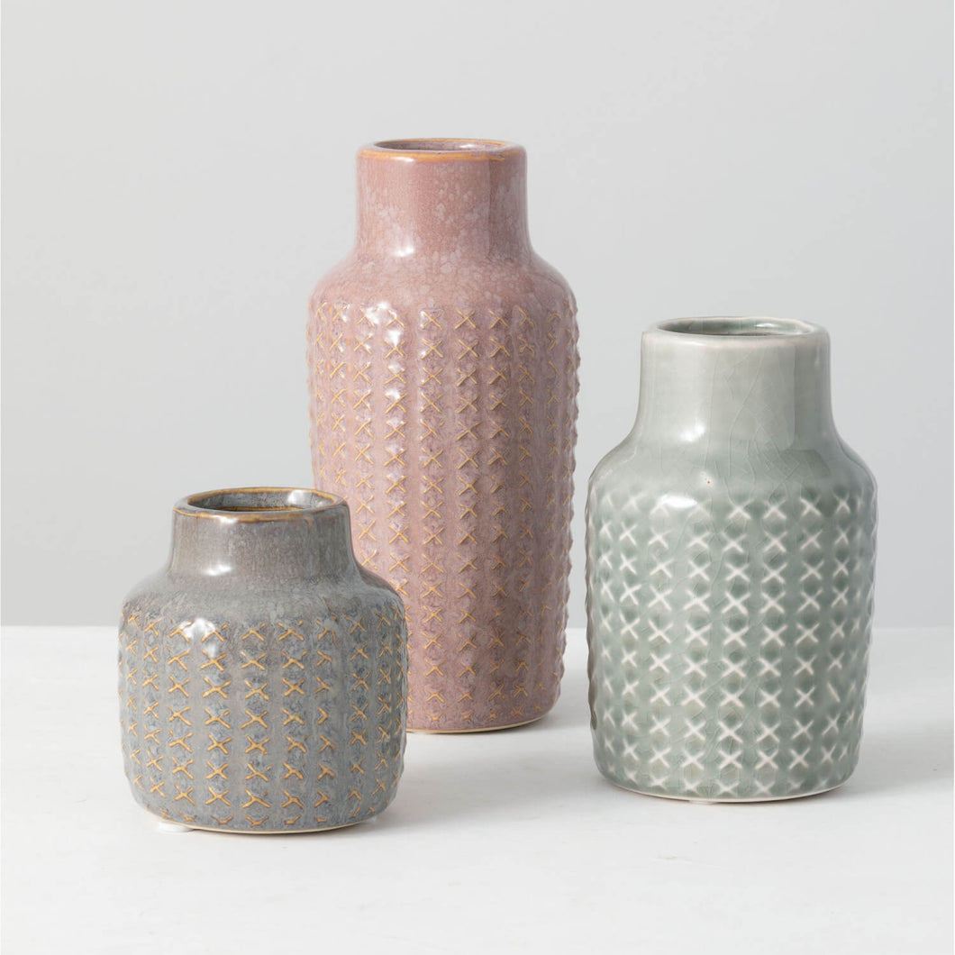 Crosshatch Pattern Vase